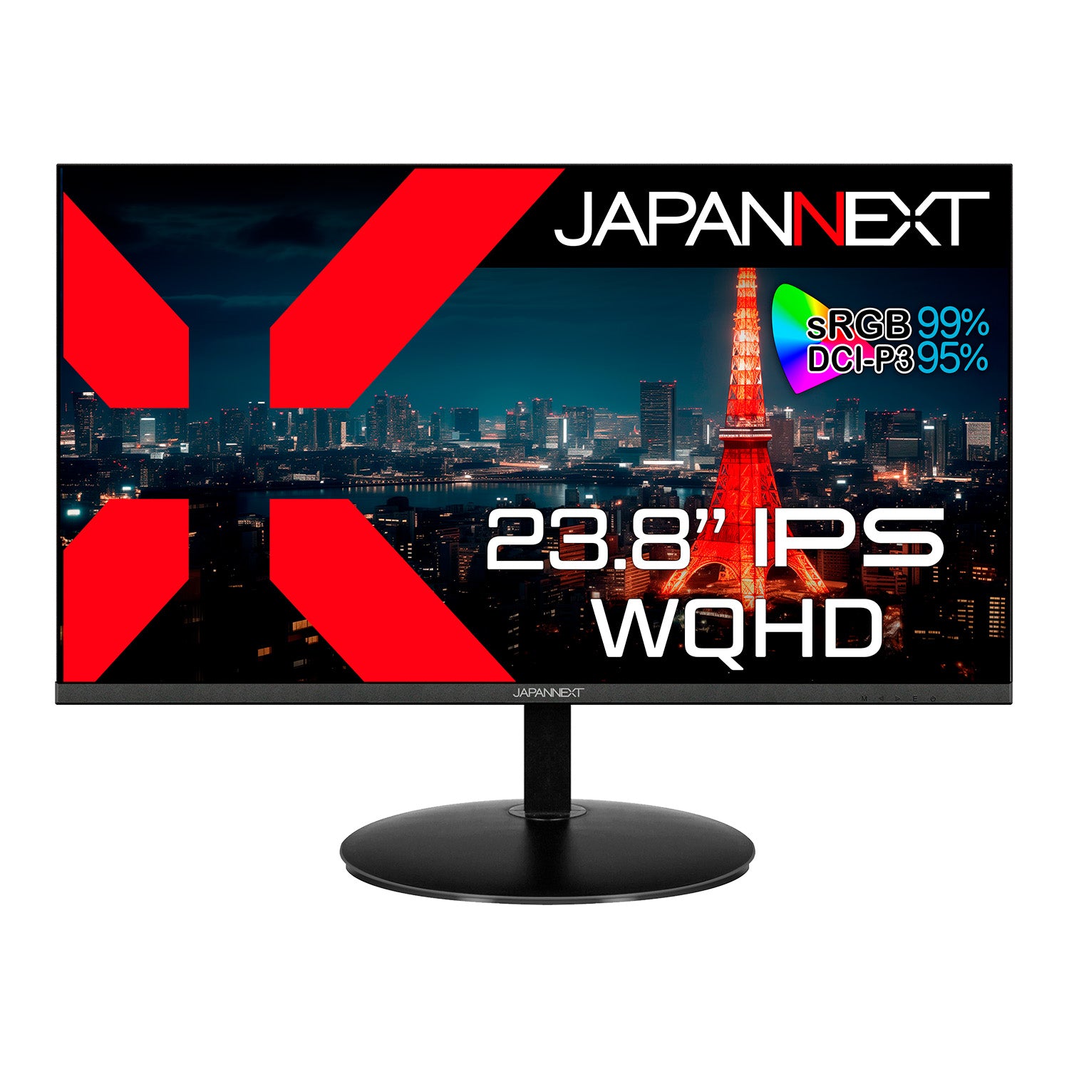 JAPANNEXT 23.8インチ IPSパネル搭載 WQHD(2560x1440)解像度 液晶モニター JN-IPS2380FLWQHD-N  HDMI DP DVI-I sRGB:99% DCI-P3:95%