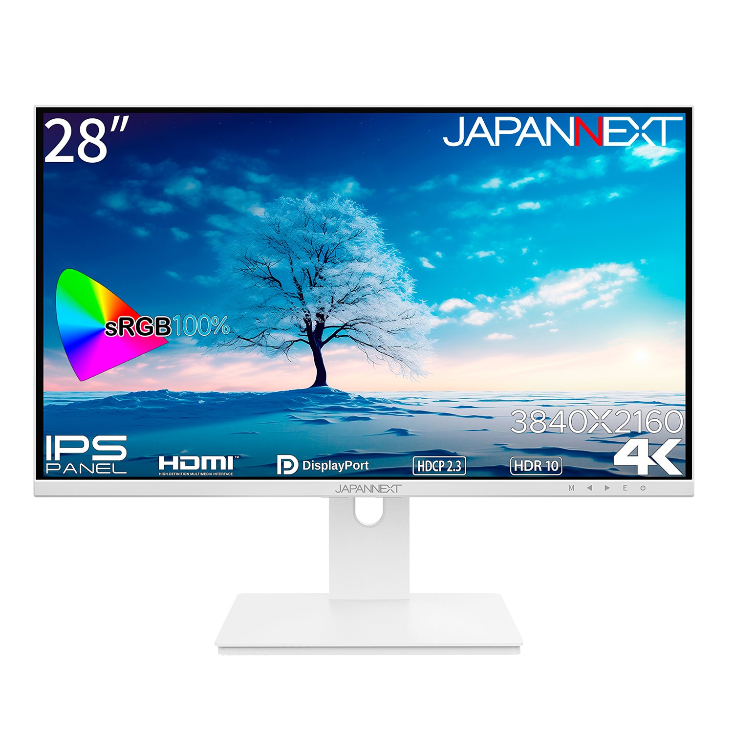 JAPANNEXT 28インチ IPSパネル搭載 4K(3840x2160)解像度 液晶モニター JN-IPS28UHDR-W HDMI DP HDR  sRGB100% ホワイトカラー採用