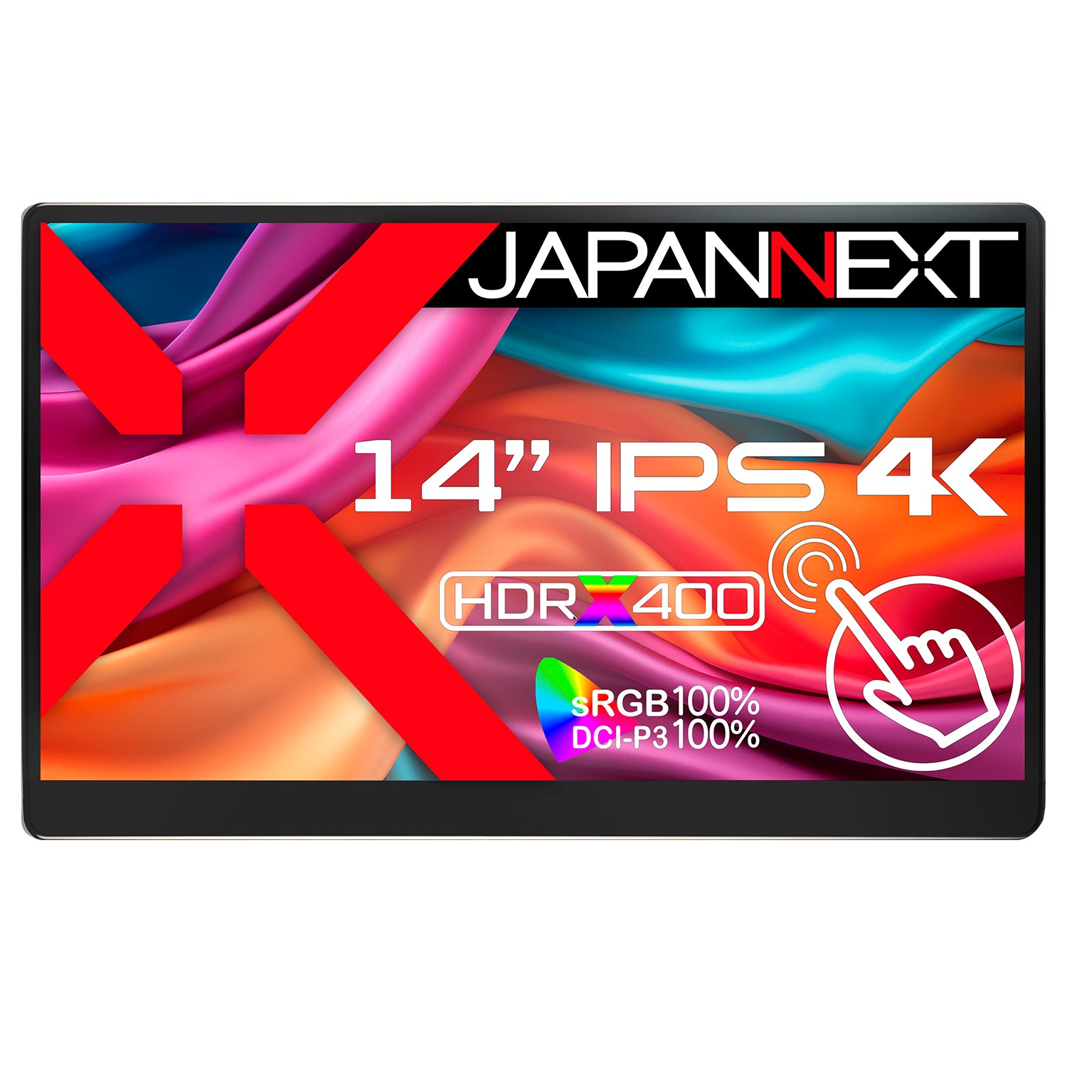 JAPANNEXT 14インチ IPSパネル搭載 マルチタッチ対応 4K(3840x2160)解像度 モバイルモニター  JN-MD-IPS140UHDR-T USB Type-C miniHDMI HDR400相当 sRGB:100% DCI-P3:100%  スマートケース付き