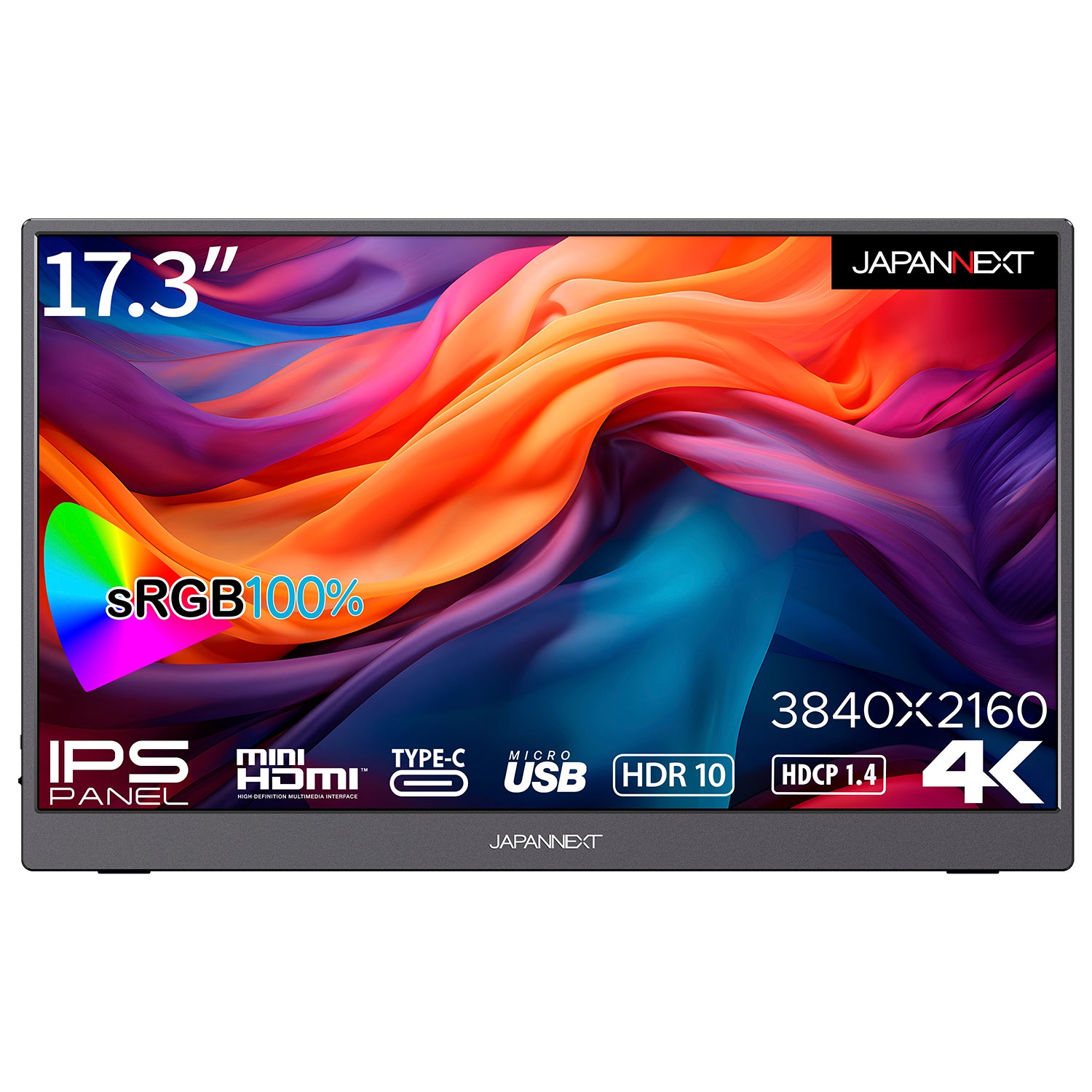 JAPANNEXT 17.3インチ 4K(3840x2160)解像度 モバイルモニター JN-MD ...