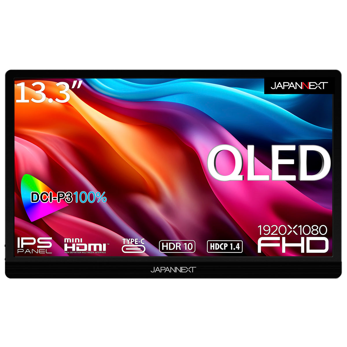 JAPANNEXT 13.3インチ QLED液晶 フルHD(1920x1080)モバイルモニター JN 