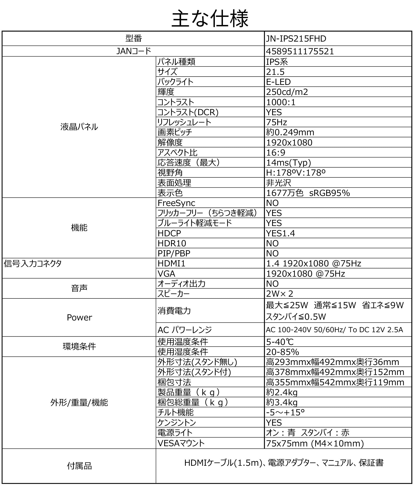 【生産完了】JN-IPS215FHD