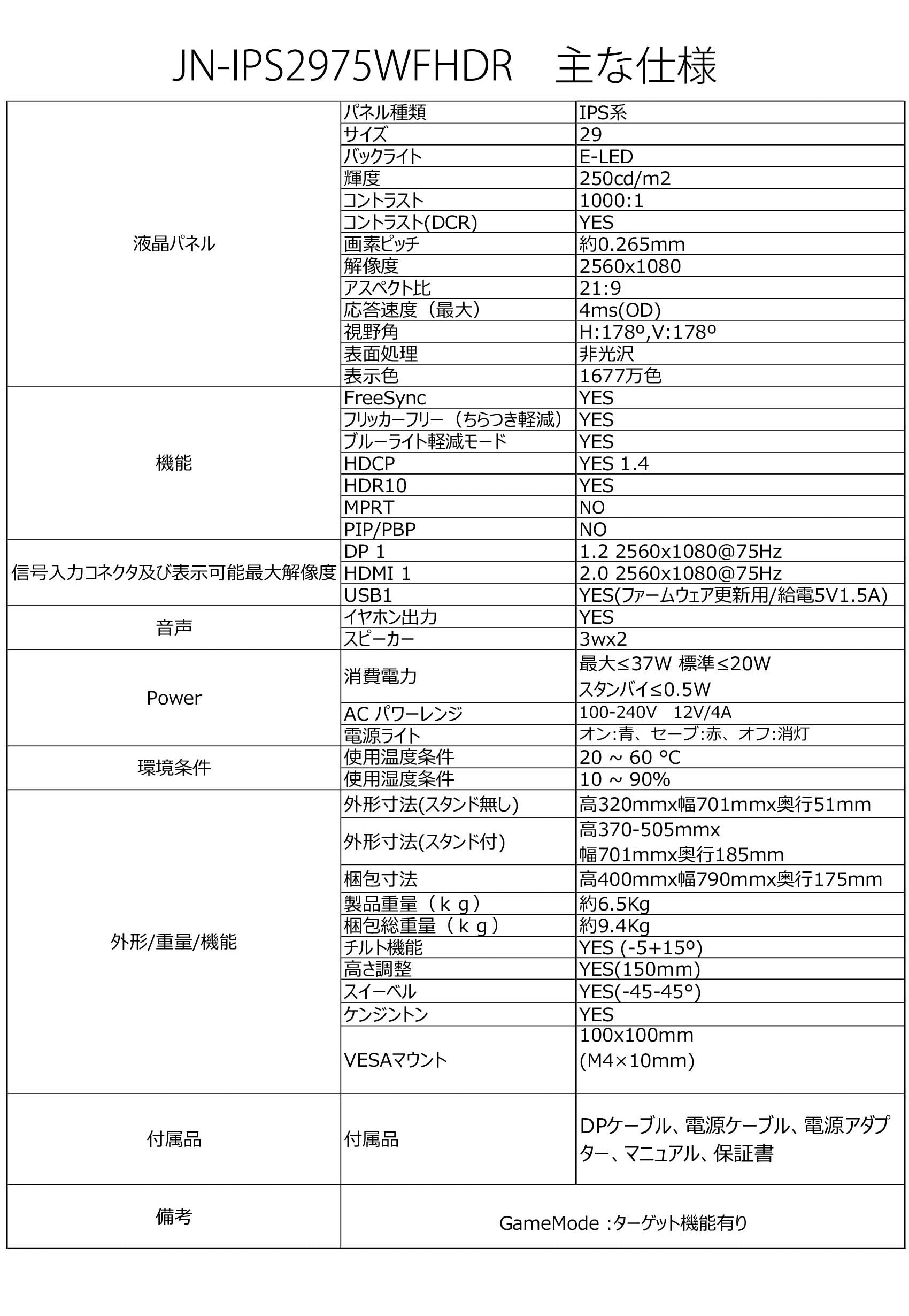 【生産完了】JN-IPS2975WFHDR