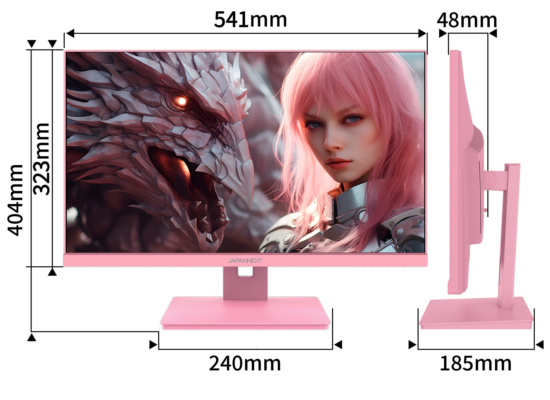 JAPANNEXT 23.8インチ IPS フルHD(1920x1080)ゲーミングモニター JN-238IPS165FHDR-PK  1ms(MPRT) 165Hz リフレッシュレート対応 HDMI DP sRGB100% 本体色ピンク