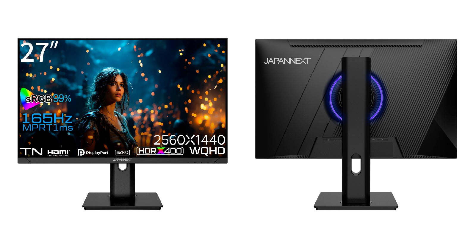 ジャパンネクスト ゲーミングモニター JN-27GT165WQHDR-HSP JAPANNEXT 27インチ TNパネル搭載 165Hz対応 WQHD(2560x1440