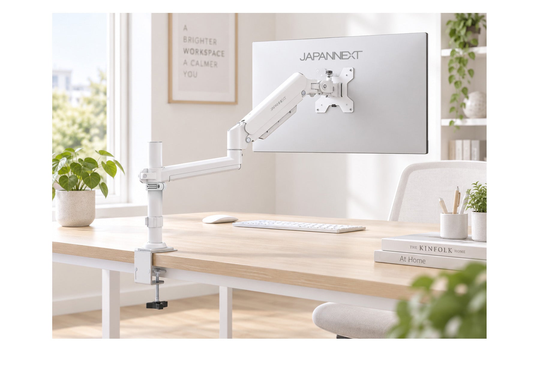 JAPANNEXT モニターアーム(ホワイト) JN-A-G210A1CH-W 21.5～32インチ