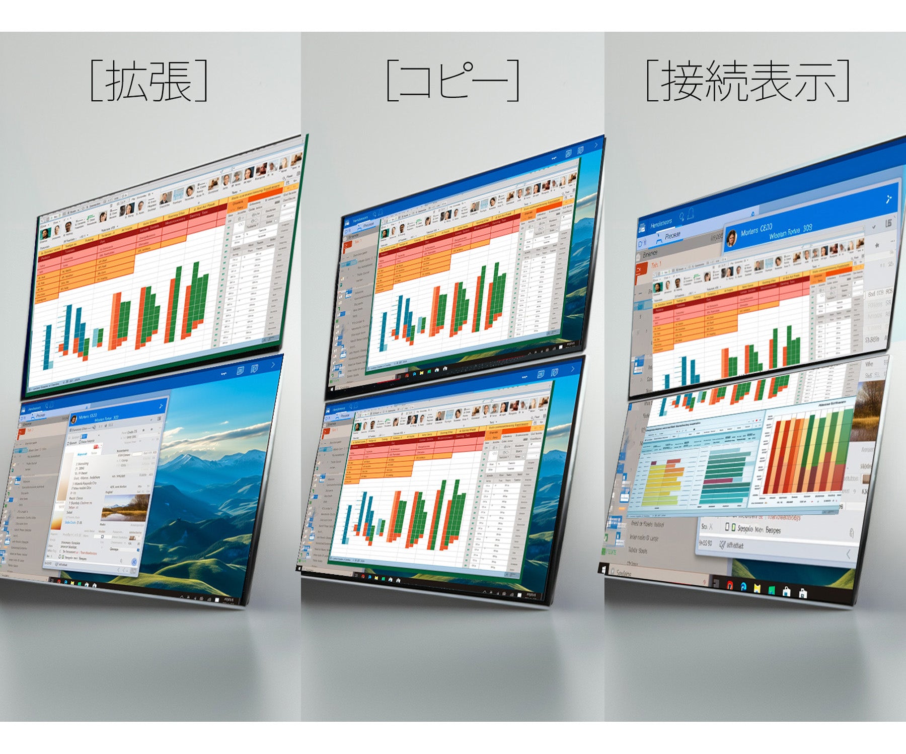 3種類の表示モードで、作業効率アップ