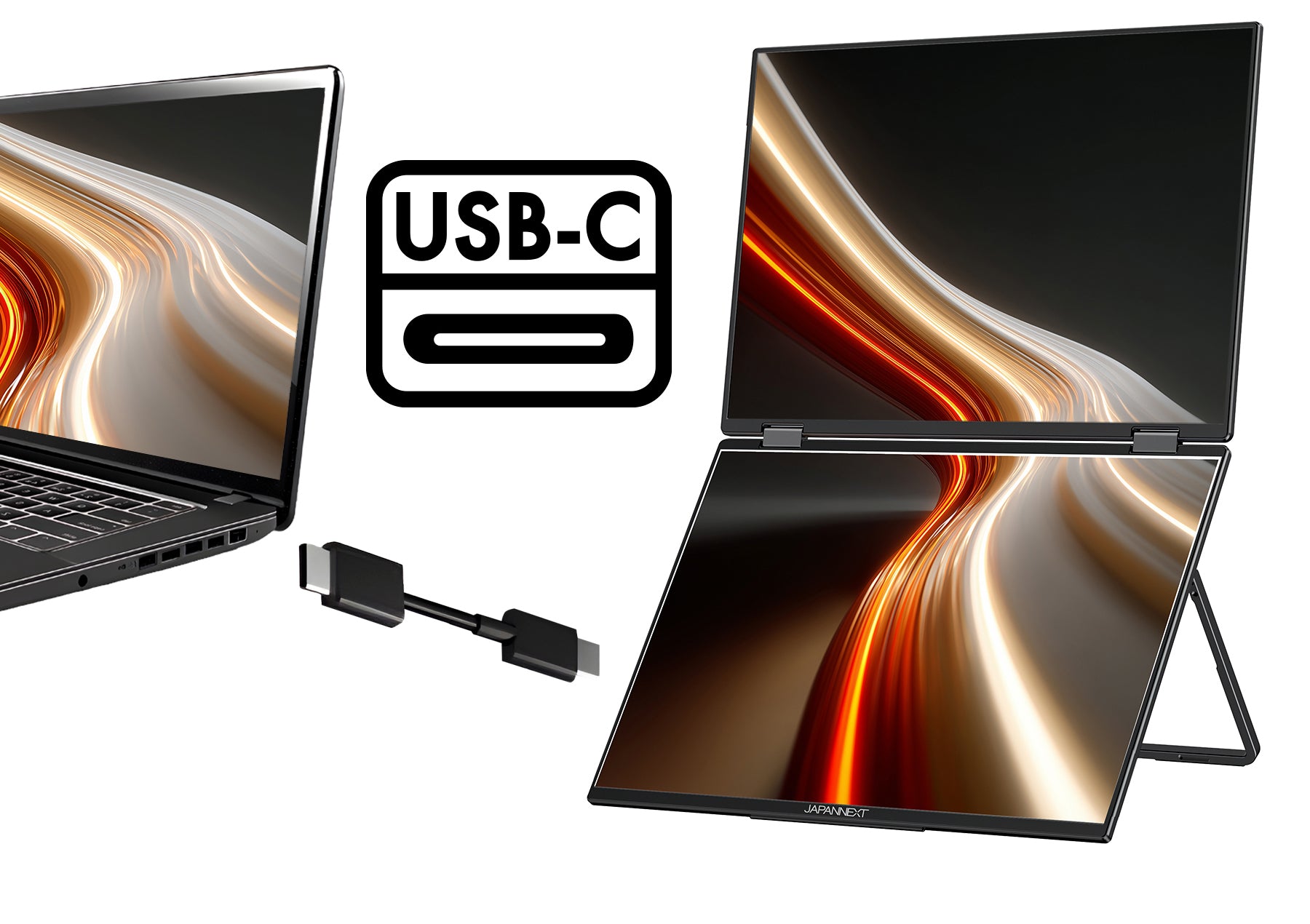販路限定】 JAPANNEXT 14インチ IPSパネルx2搭載 WUXGA(1920x1200