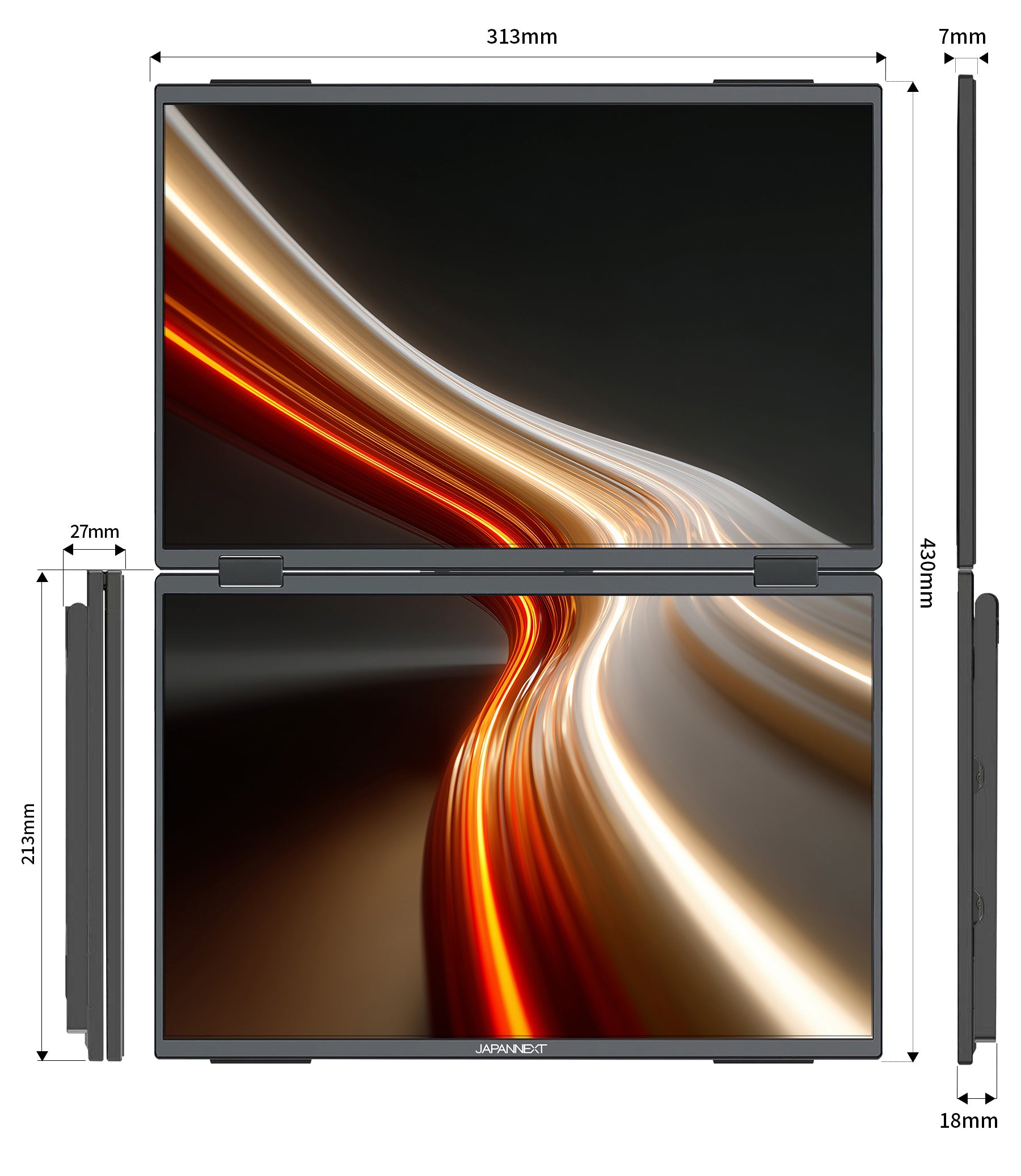 販路限定】 JAPANNEXT 14インチ IPSパネルx2搭載 WUXGA