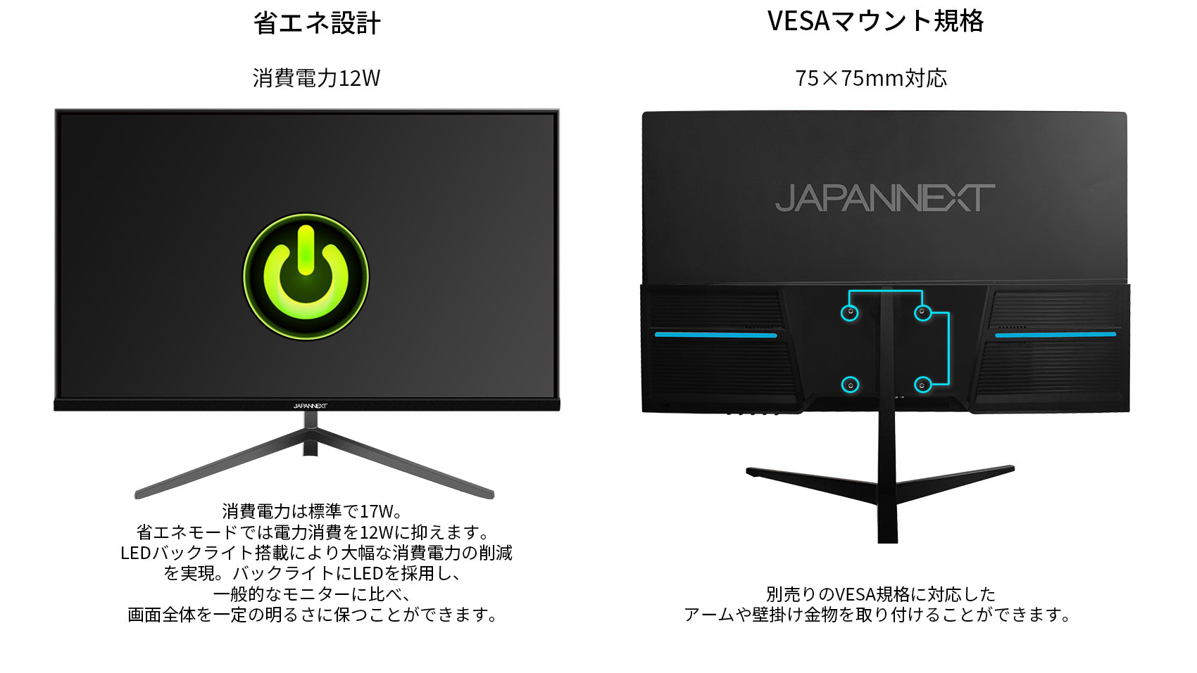 JAPANNEXT 23.8 JN-IPS2380FHD-C65W PD給電