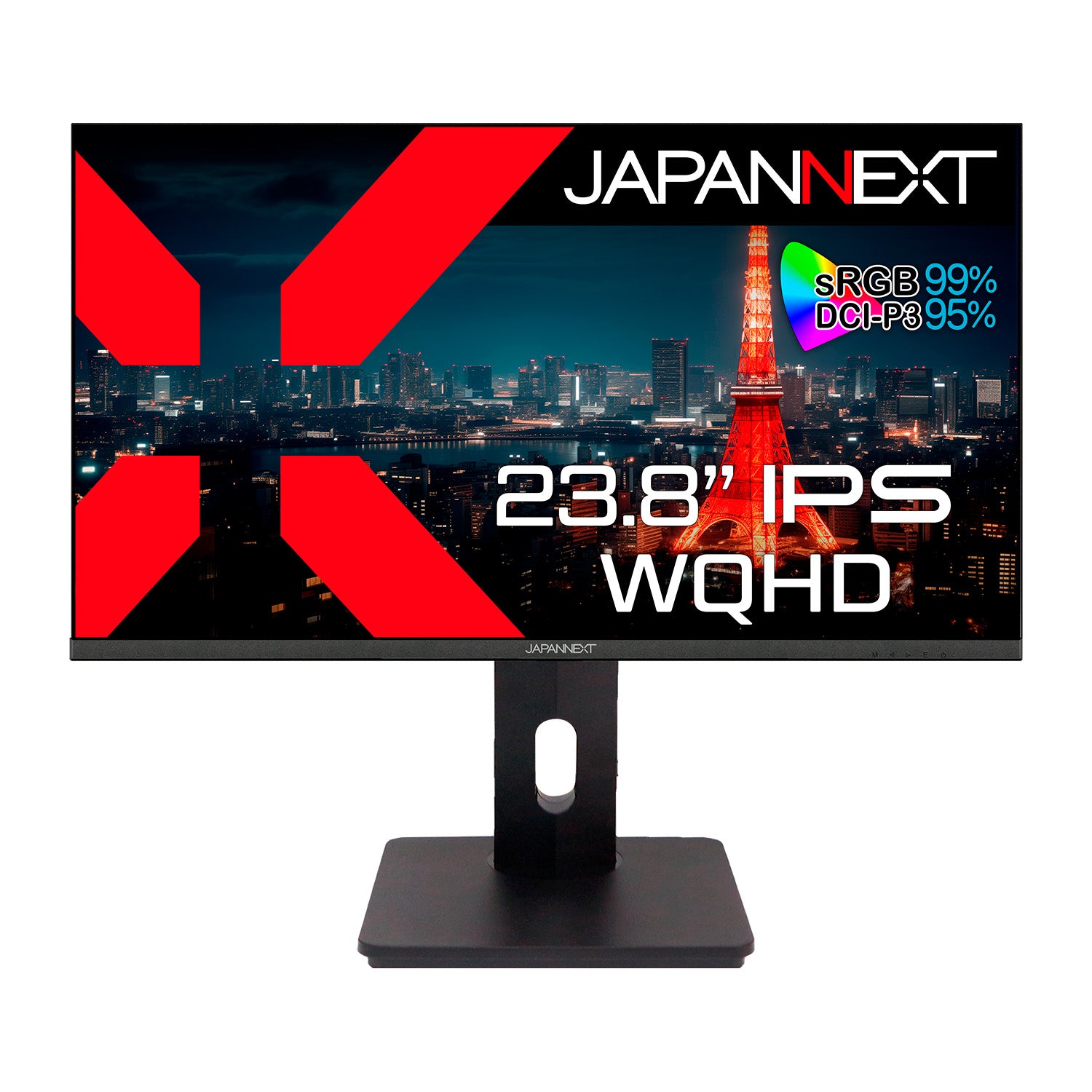 JAPANNEXT 23.8インチ IPSパネル搭載 WQHD(2560x1440)解像度 液晶モニター JN-IPS2380FLWQHD-HSP-N HDMI  DP DVI-I sRGB:99% DCI-P3:95% 高さ調整 ピボット機能搭載