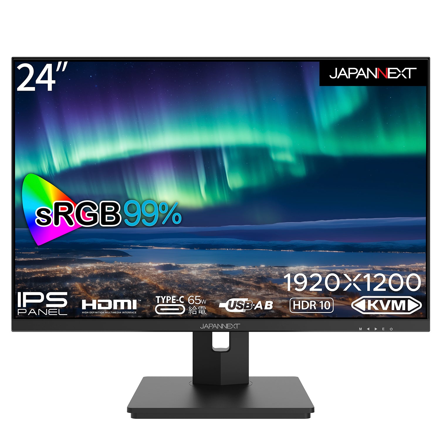 JAPANNEXT 24インチ IPSパネル搭載 WUXGA(1920x1200)解像度 液晶モニター JN-IPS24WUXGAR-C65W-HSP  HDMI USB-C(65W給電) 高さ調整 ピボット機能搭載