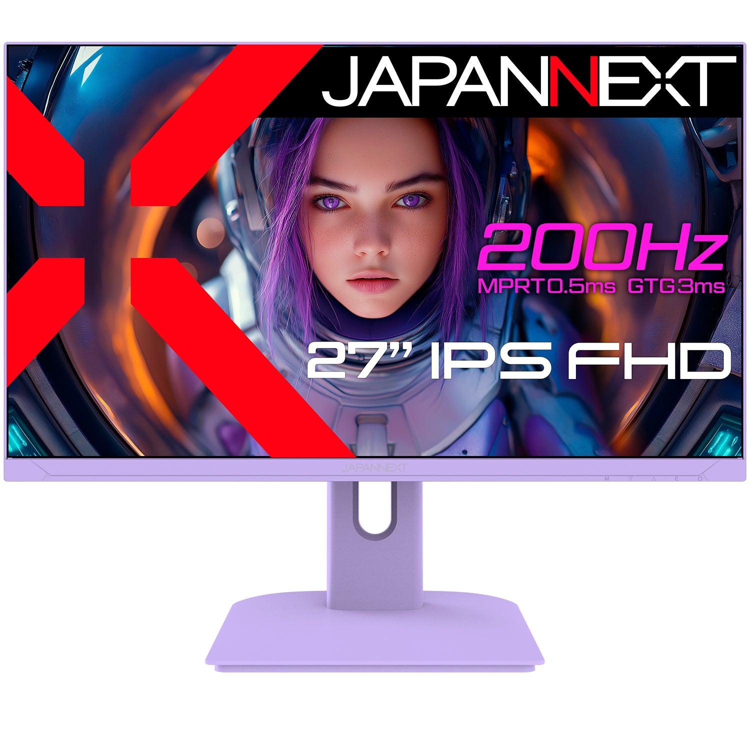 JAPANNEXT 27インチ IPSパネル搭載 200Hz対応 フルHD(1920x1080)解像度 パープルカラーゲーミングモニター  JN-IPS27G200F-PP 0.5ms(MPRT) HDMI DP HDR PS5:120Hz接続