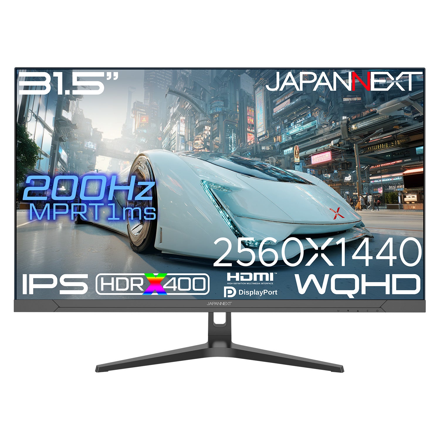 JAPANNEXT 31.5インチ IPSパネル搭載 200Hz/1ms(MPRT)対応 WQHD(2560