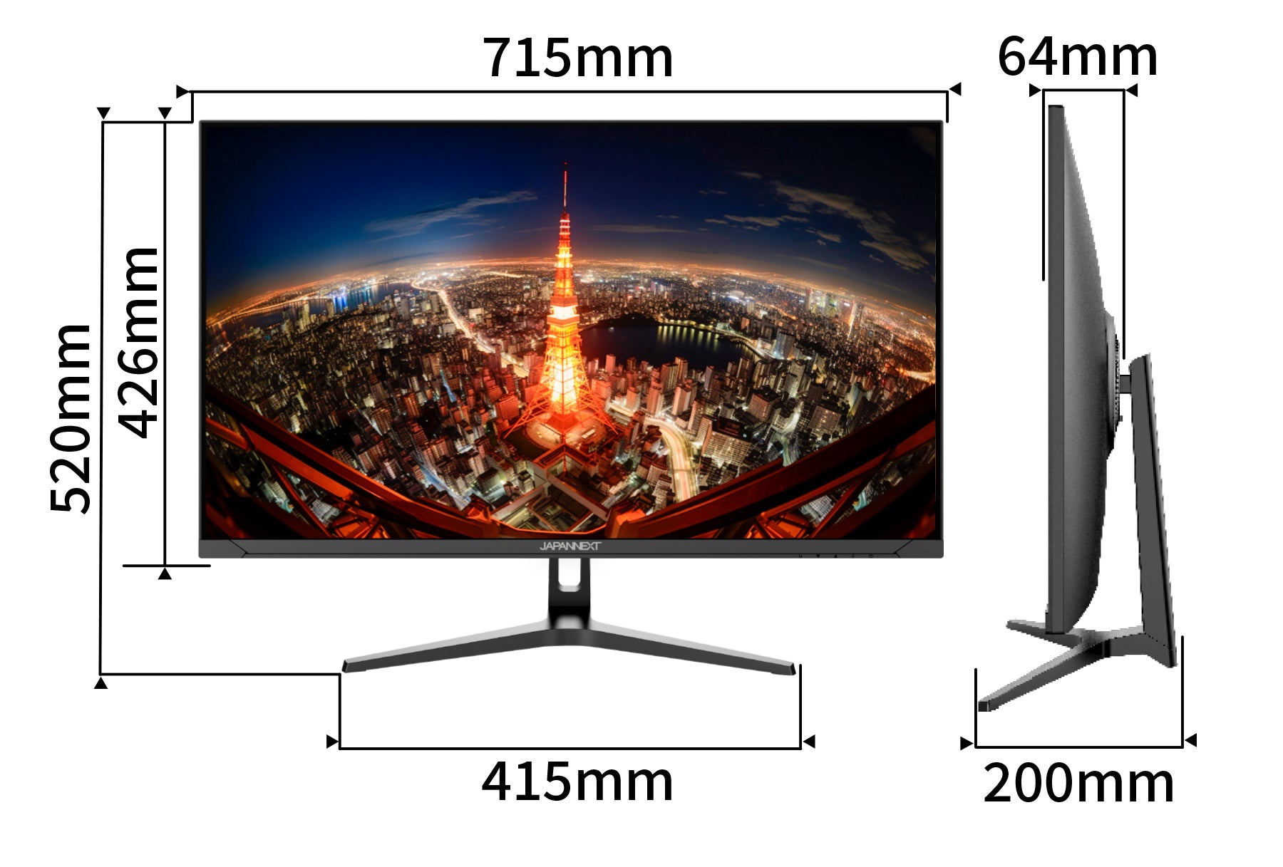 JAPANNEXT 31.5インチ IPSパネル搭載 WQHD(2560x1440)解像度 液晶モニター JN-IPS315WQHDR-C65W  HDMI DP USB Type-C(最大65W給電) HDR sRGB:100% DCI-P3:96% KVM機能搭載