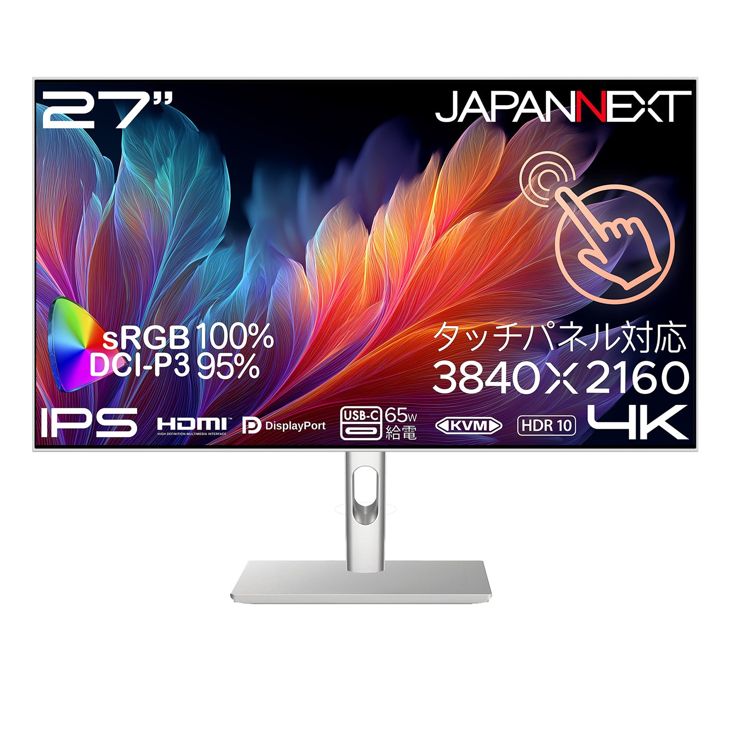 JAPANNEXT 27インチ IPSパネル搭載 10点マルチタッチ対応 4K(3840x2160