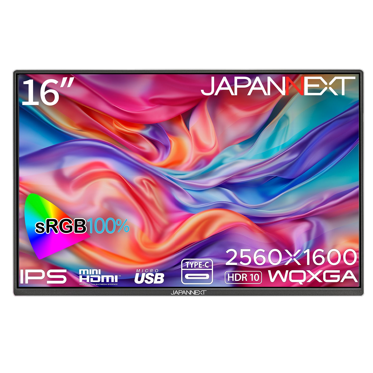 JAPANNEXT 16インチ IPSパネル搭載 WQXGA(2560x1600)解像度 モバイル 