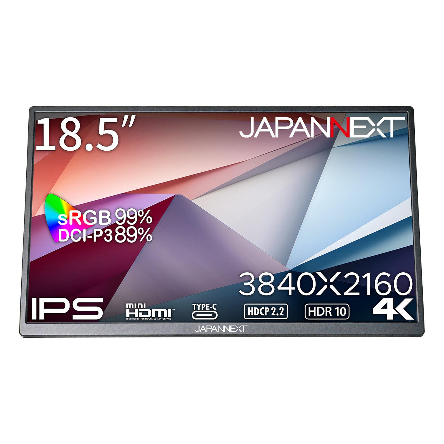 JAPANNEXT 18.5インチ IPSパネル搭載 4K(3840x2160)解像度 モバイルモニター JN-MD-IPS185UHDR  miniHDMI USB Type-C sRGB:99% DCI-P3:89% 自立式キックスタンド搭載 JAPANNEXT特製ポーチ同梱