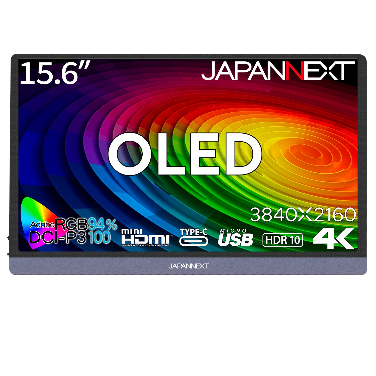 JAPANNEXT 15.6インチ 有機EL(OLED)パネル搭載 4K(3840x2160)解像度 ...