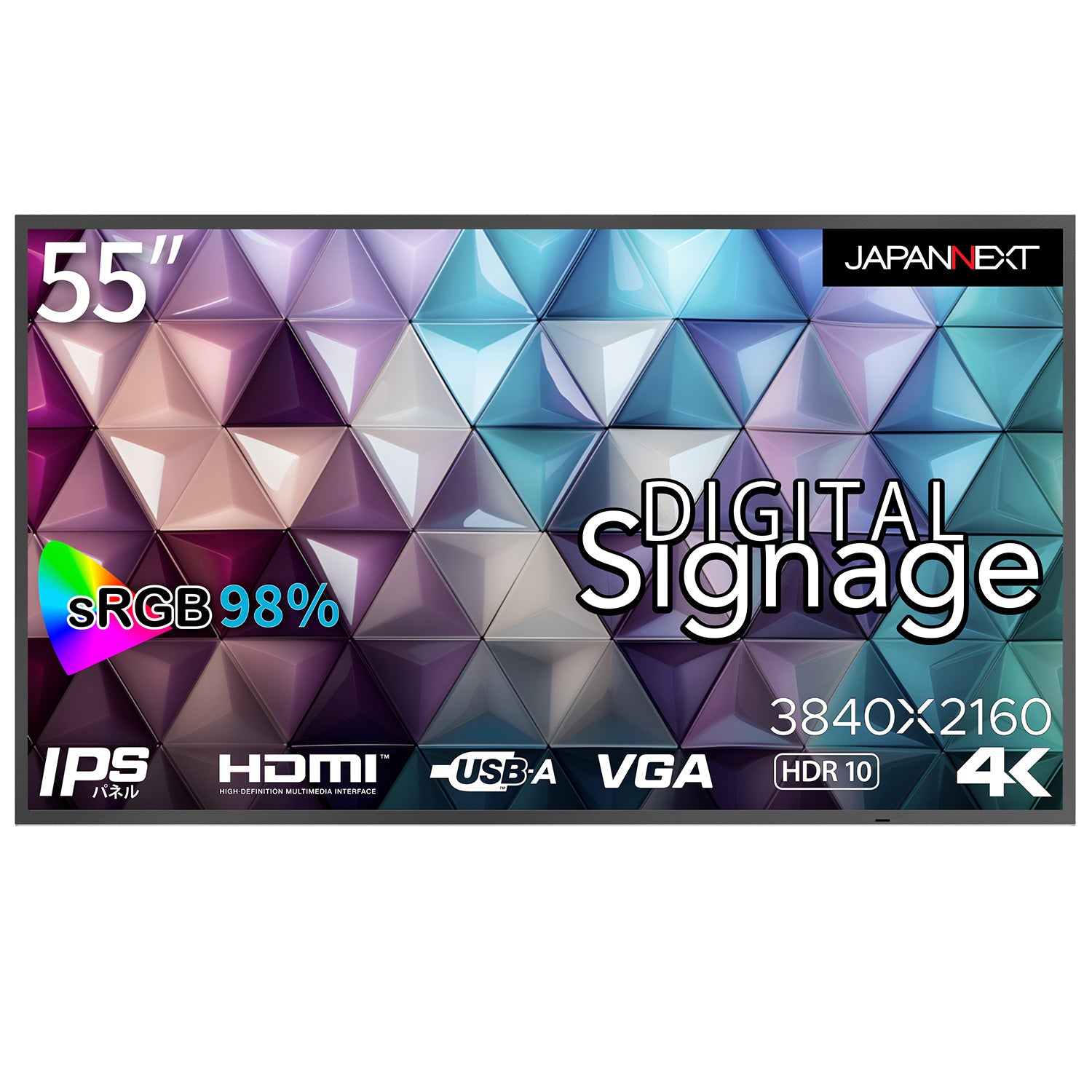 3年保証】JAPANNEXT 24時間対応 55インチ 大型4K(3840x2160)ディスプレイ HDMI VGA USB再生 デジタルサイネージ  sRGB98% 対応