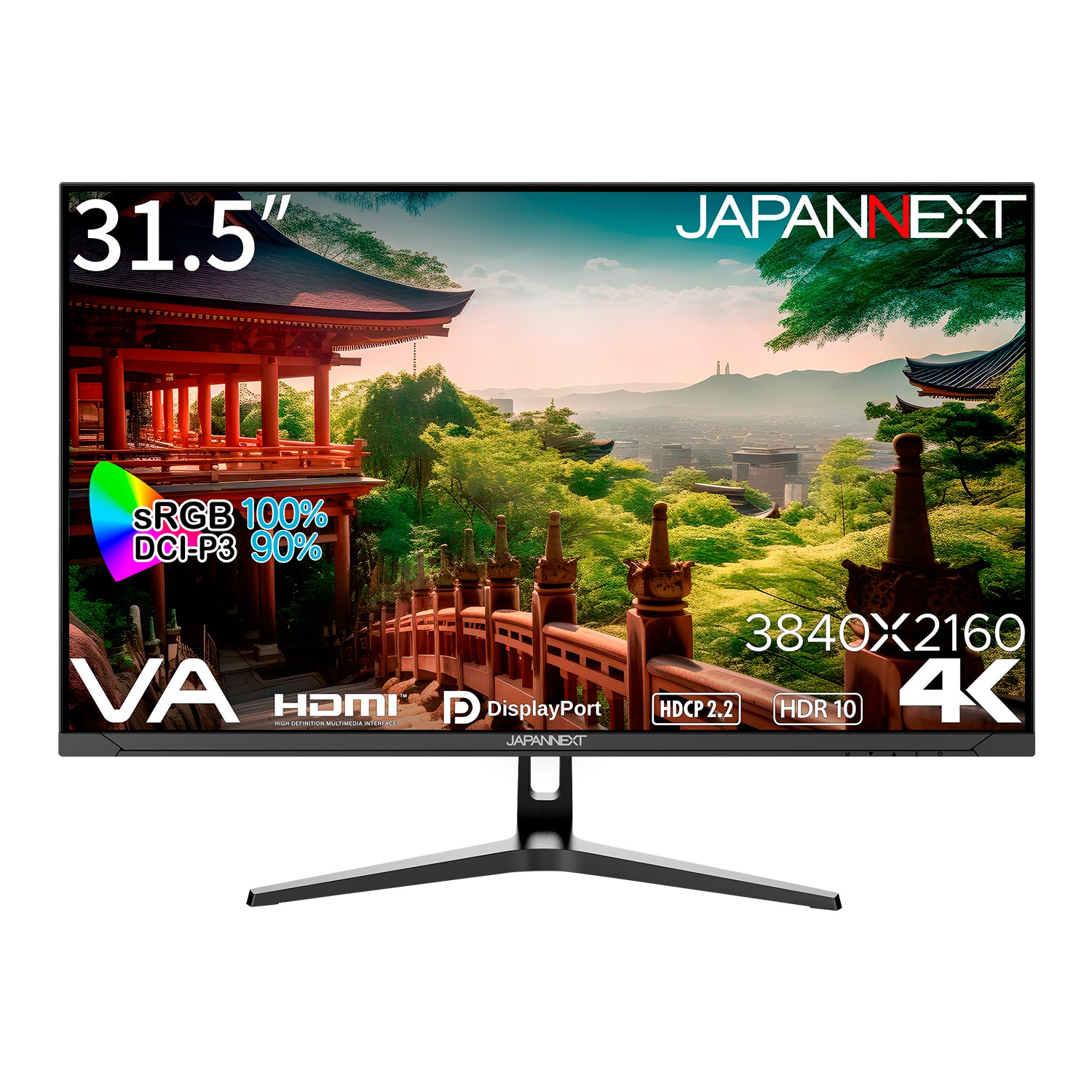 JAPANNEXT 31.5インチ VAパネル搭載 4K(3840x2160)解像度 液晶モニター JN-V3152UHDR HDMI DP HDR  sRGB:100% DCI-P3:90% PBP/PIP機能