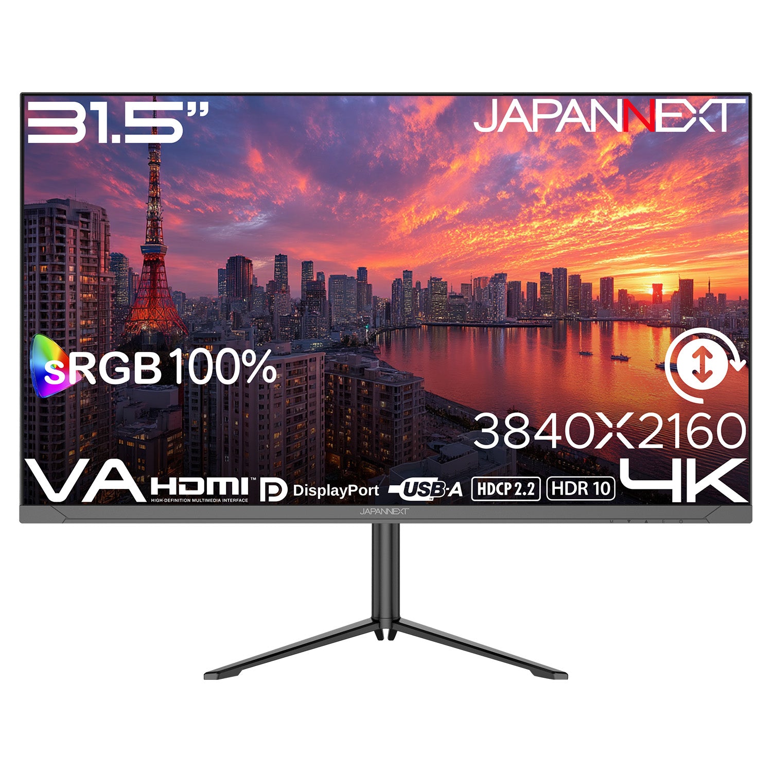JAPANNEXT 31.5インチ VAパネル搭載 4K(3840x2160)解像度 液晶モニター