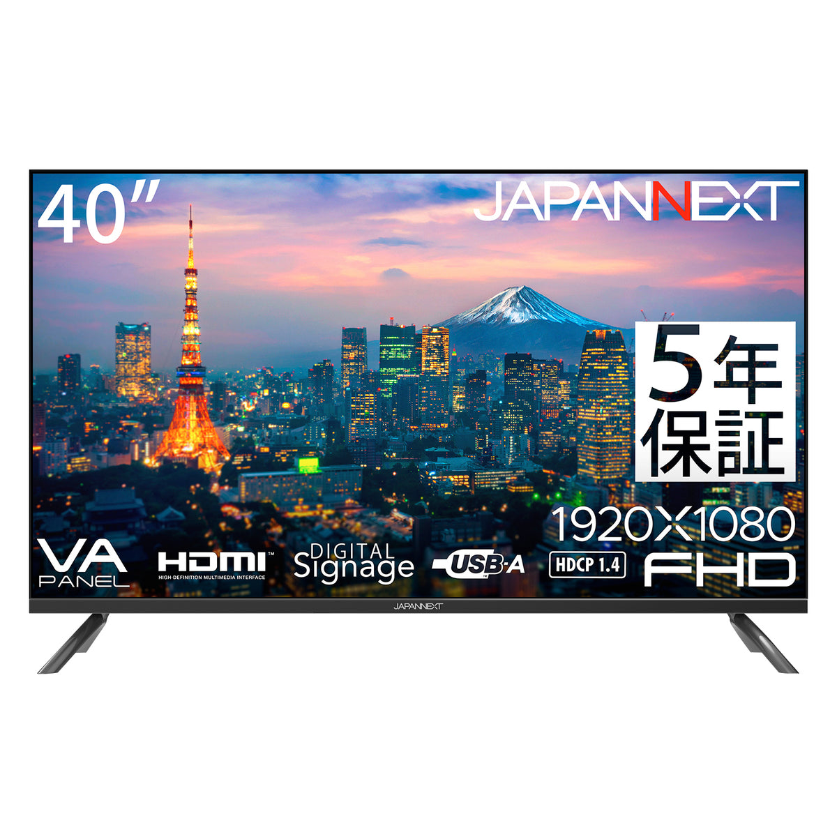 5年保証モデル】JAPANNEXT 40インチ VAパネル搭載 大型フルHD液晶 