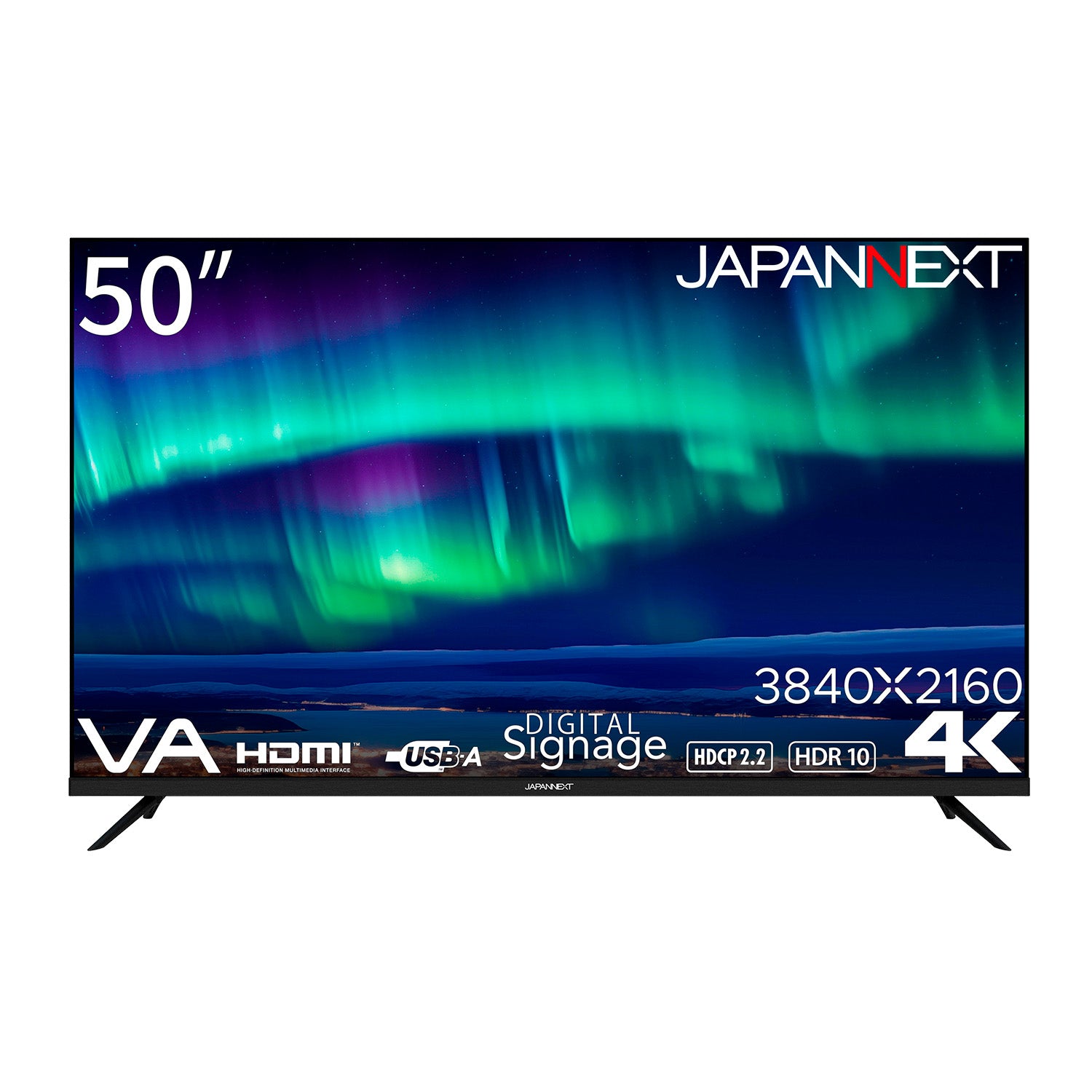 JAPANNEXT 50インチ VAパネル搭載 大型4K液晶モニター JN-V500UHDR-U HDMI HDR ビデオ/音声入力端子  コンポーネント入力端子 オプティカル端子 USB再生対応 サイネージ