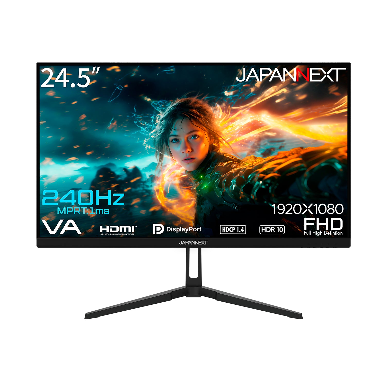 JAPANNEXT 24.5インチ VAパネル搭載 240Hz対応 フルHD(1920x1080)解像度 ゲーミングモニター  JN-VG245FHDR240 HDMI DP HDR 240Hz