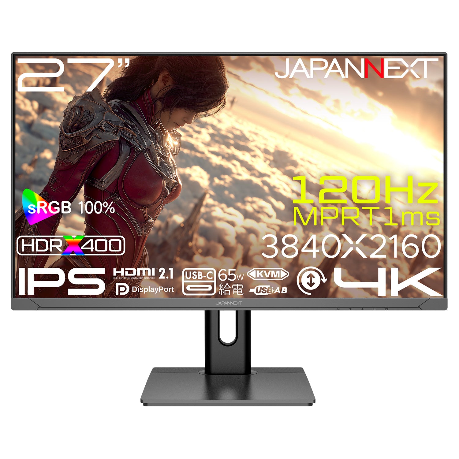【新品・未使用】JAPANNEXT JN-IPS27G120U-HSPC6 JAPANNEXT 27インチ IPSパネル搭載 120Hz/1ms(MPRT)対応 4K(3840x2160