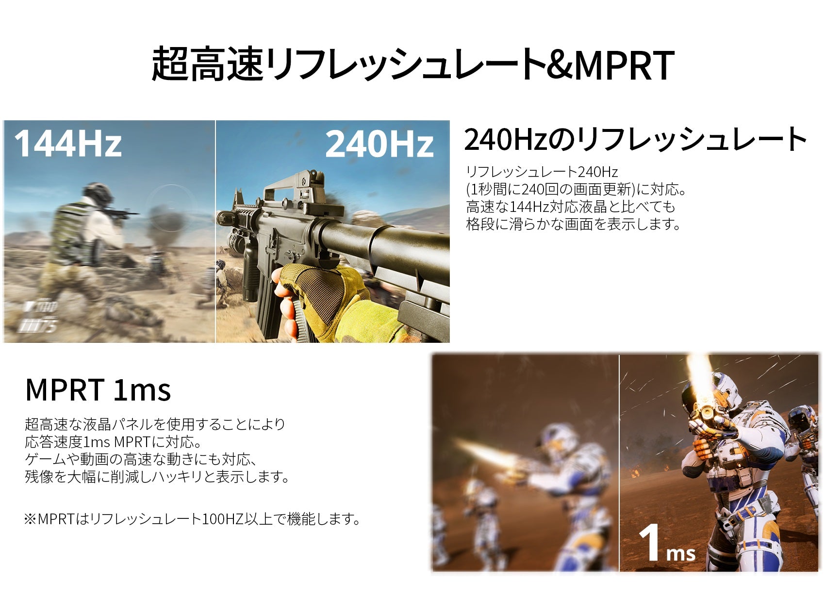 JAPANNEXT 23.8インチ 240Hz 対応ゲーミングモニター （ホワイト）JN 