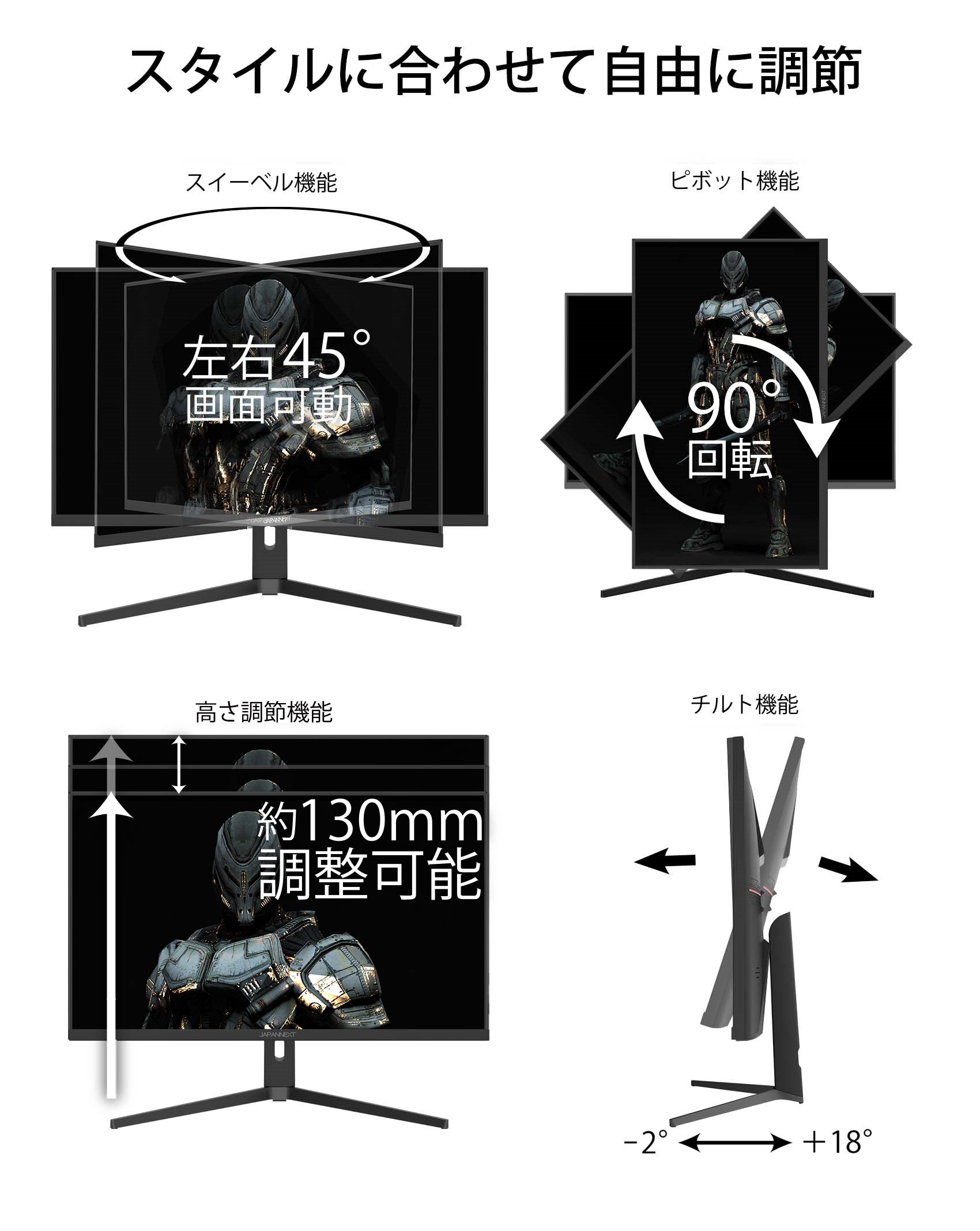 JAPANNEXT HDMI 2.1対応 31.5型 144Hz対応４Kゲーミングモニター JN 