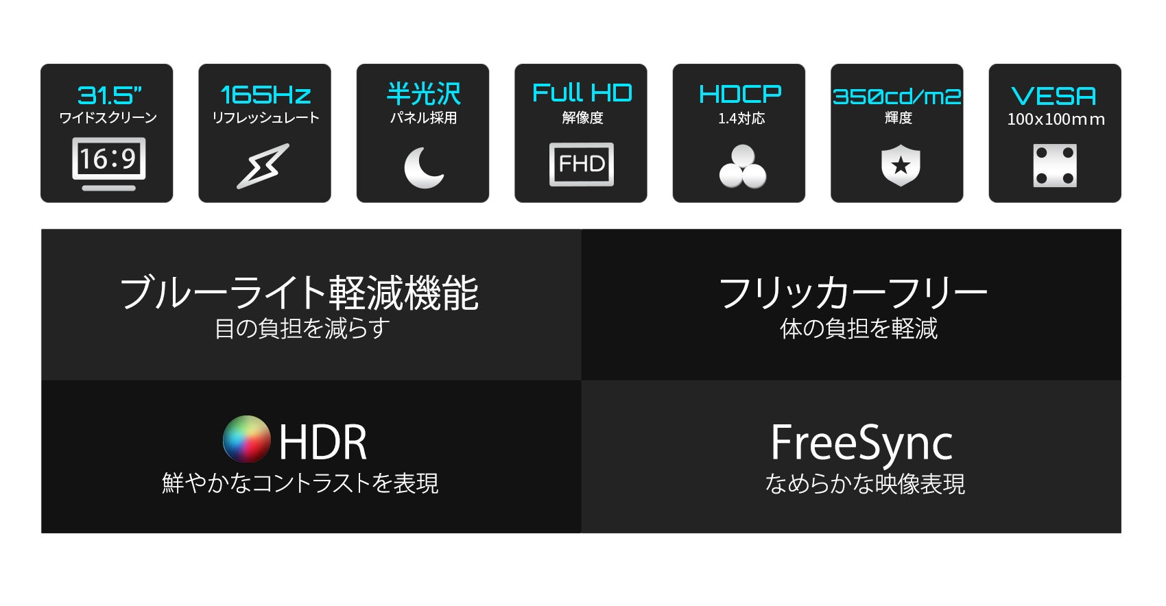 JAPANNEXT 31.5インチ フルHDパネル搭載165Hz対応ゲーミングモニター