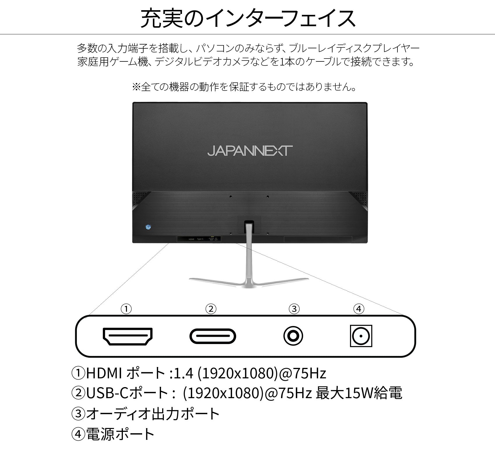 JAPANNEXT 液晶モニター 21.5型 フルHD USB-C給電可能-