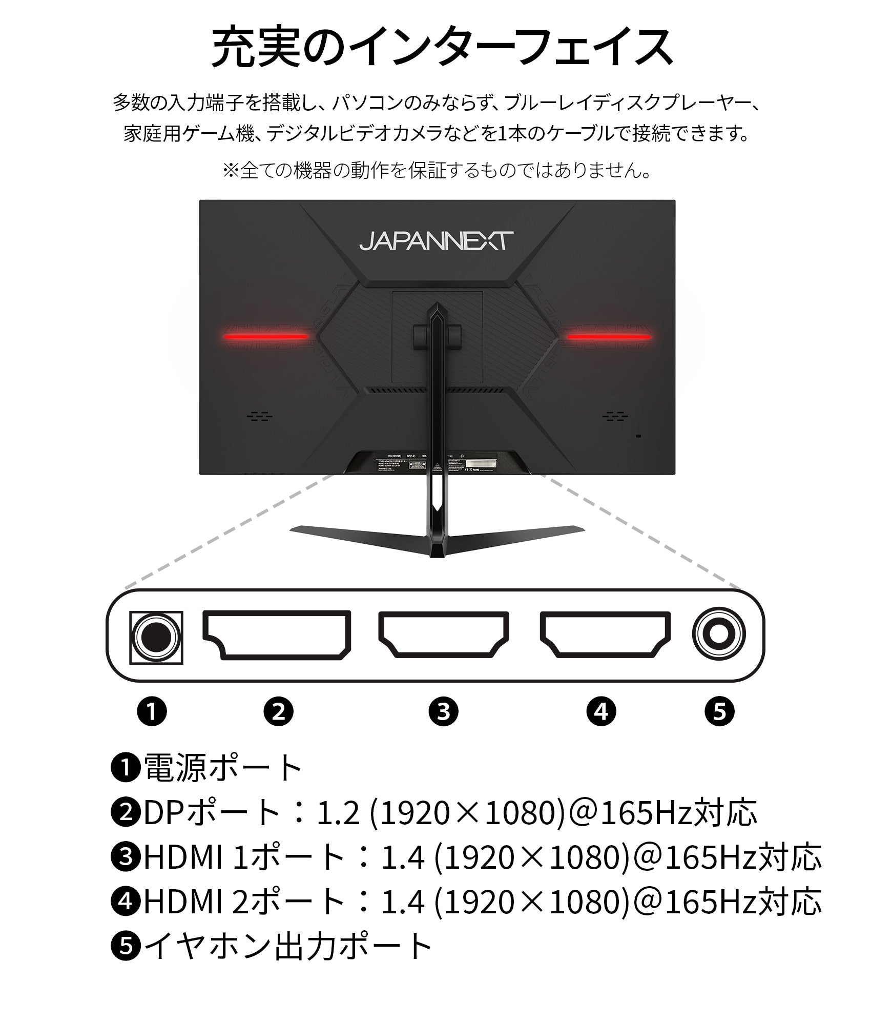 JAPANNEXT 27型 IPSフルHDパネル搭載165Hz対応ゲーミングモニター JN 