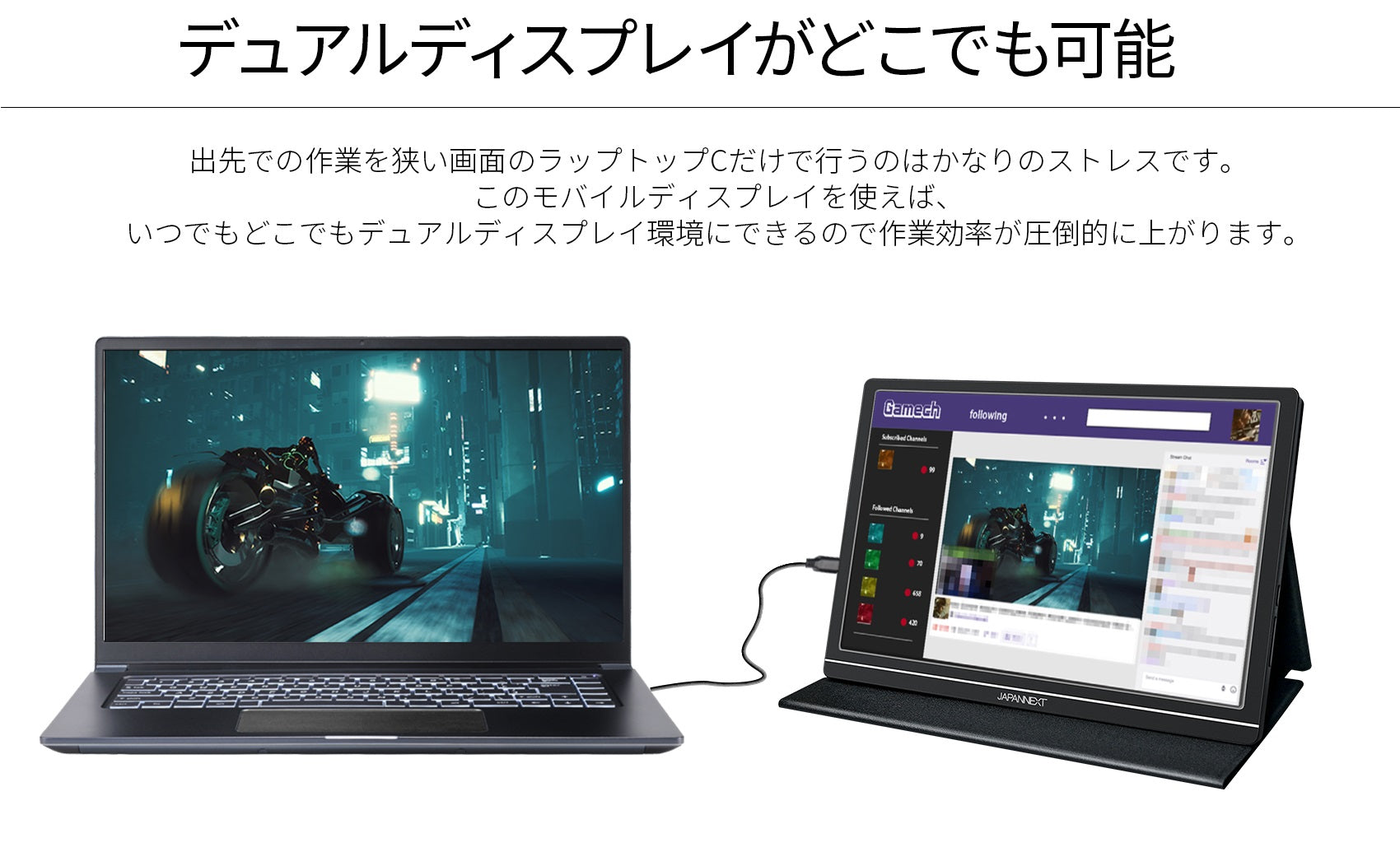 JAPANNEXT JN-MD-IPS1012HDR 10.1インチ 1920x1200解像度 モバイルモニター USB Type-C miniHDMI