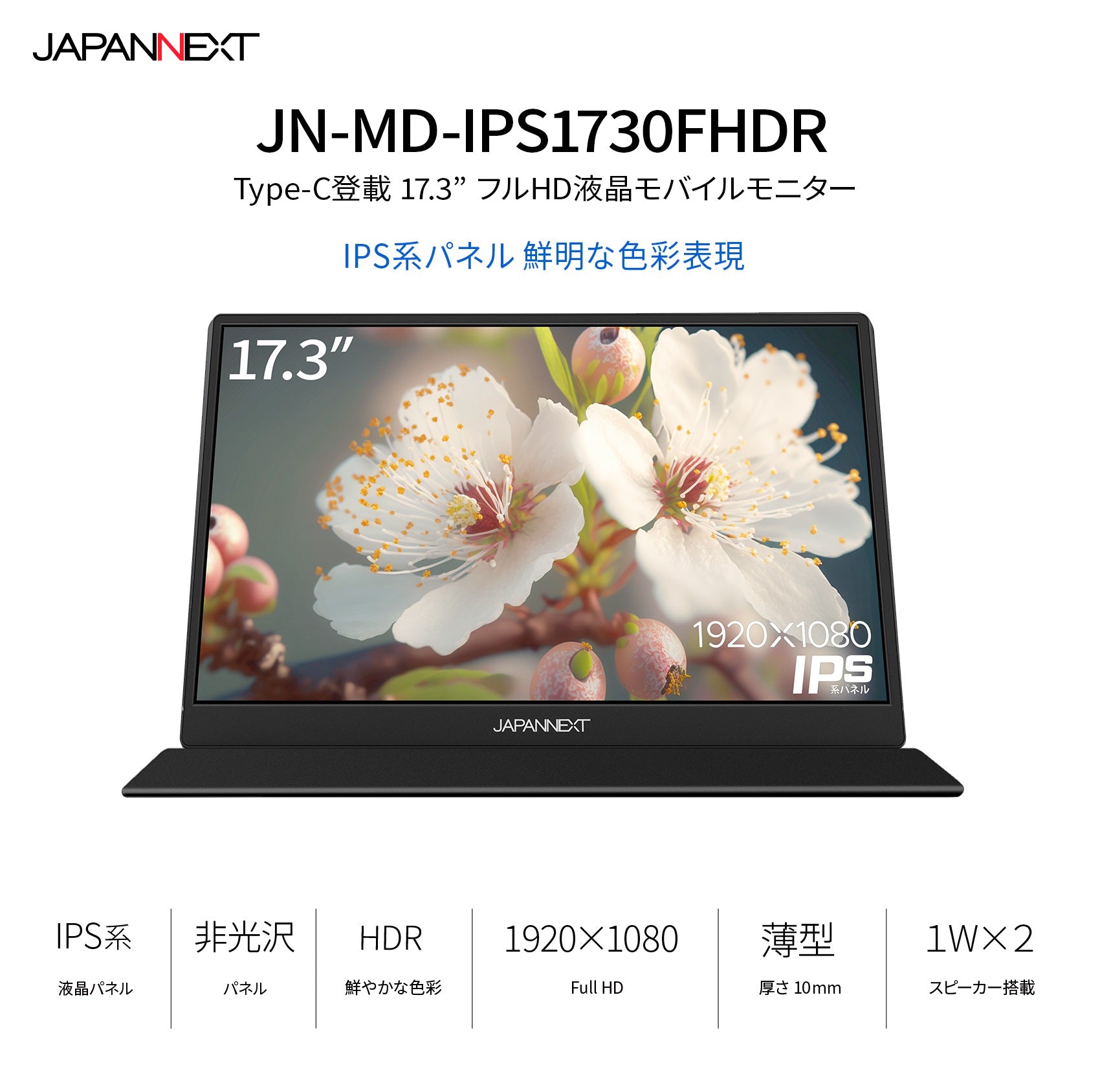 JAPANNEXT JN-MD-IPS1730FHDR 17.3インチ フルHD(1920 x 1080) モバイルモニター USB Type-C  miniHDMI