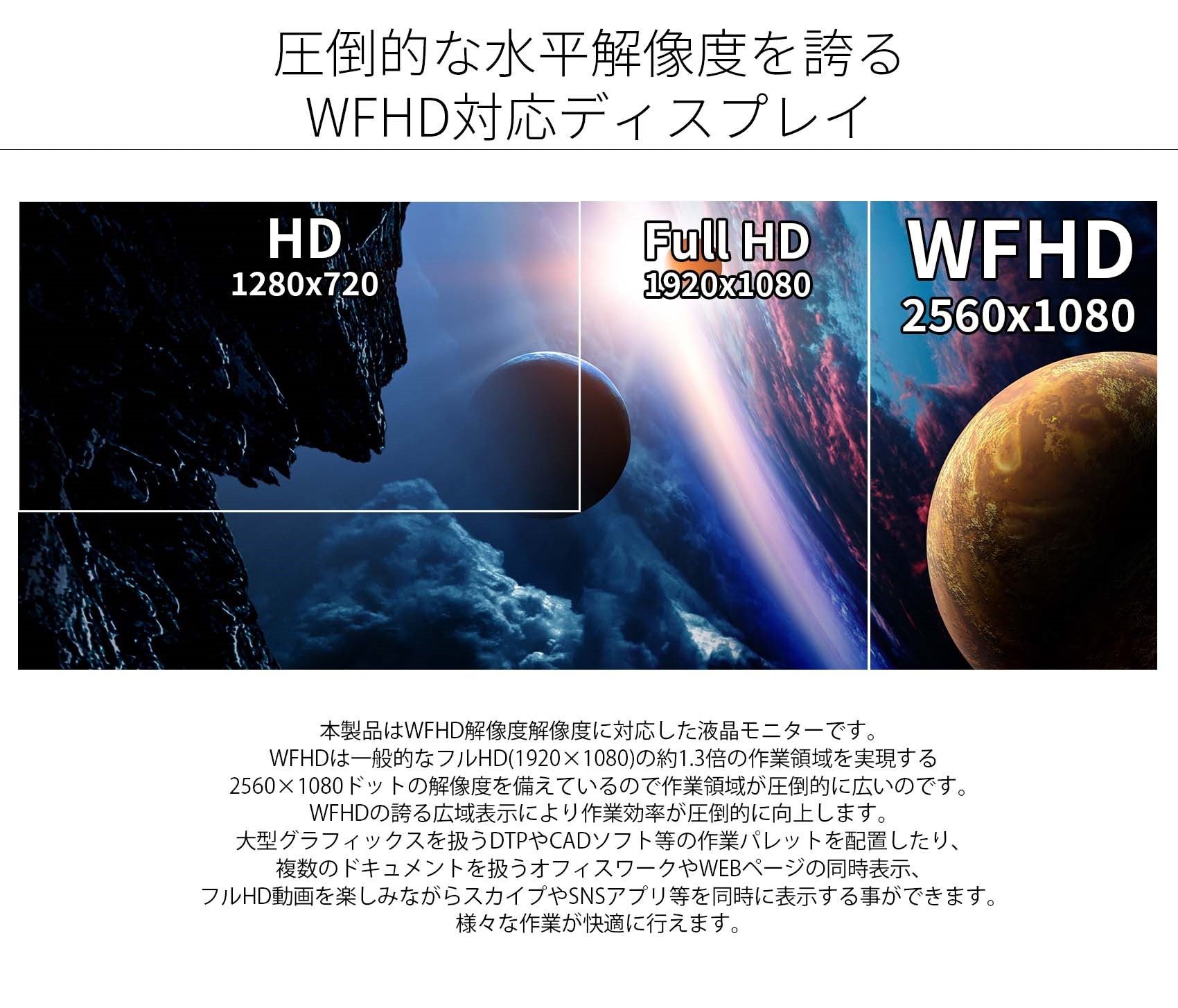 JAPANNEXT 23.3インチ ワイドFHD(2560 x 1080) 液晶モニター JN 