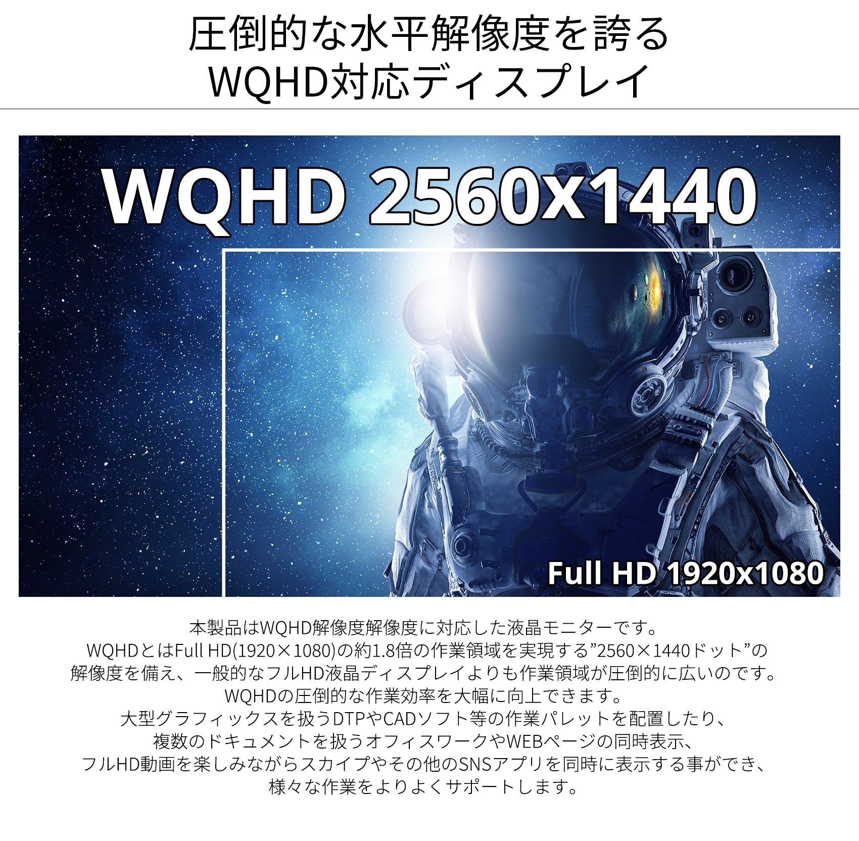 JAPANNEXT VAパネル搭載32インチ液晶モニター WQHD解像度 USB-C給電 