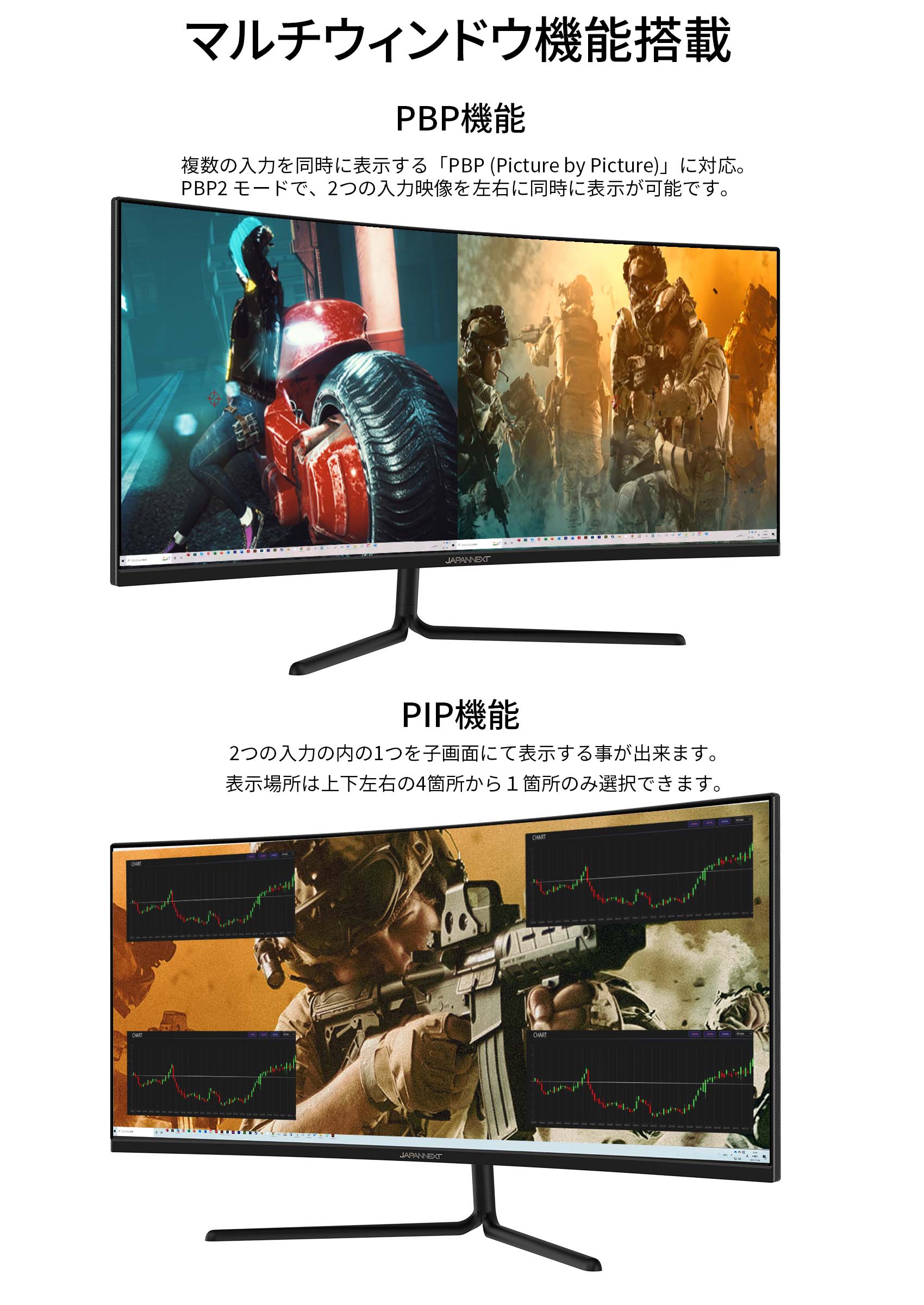 JAPANNEXT 34型 ウルトラワイド(UWQHD)曲面ゲーミングモニター 165Hz