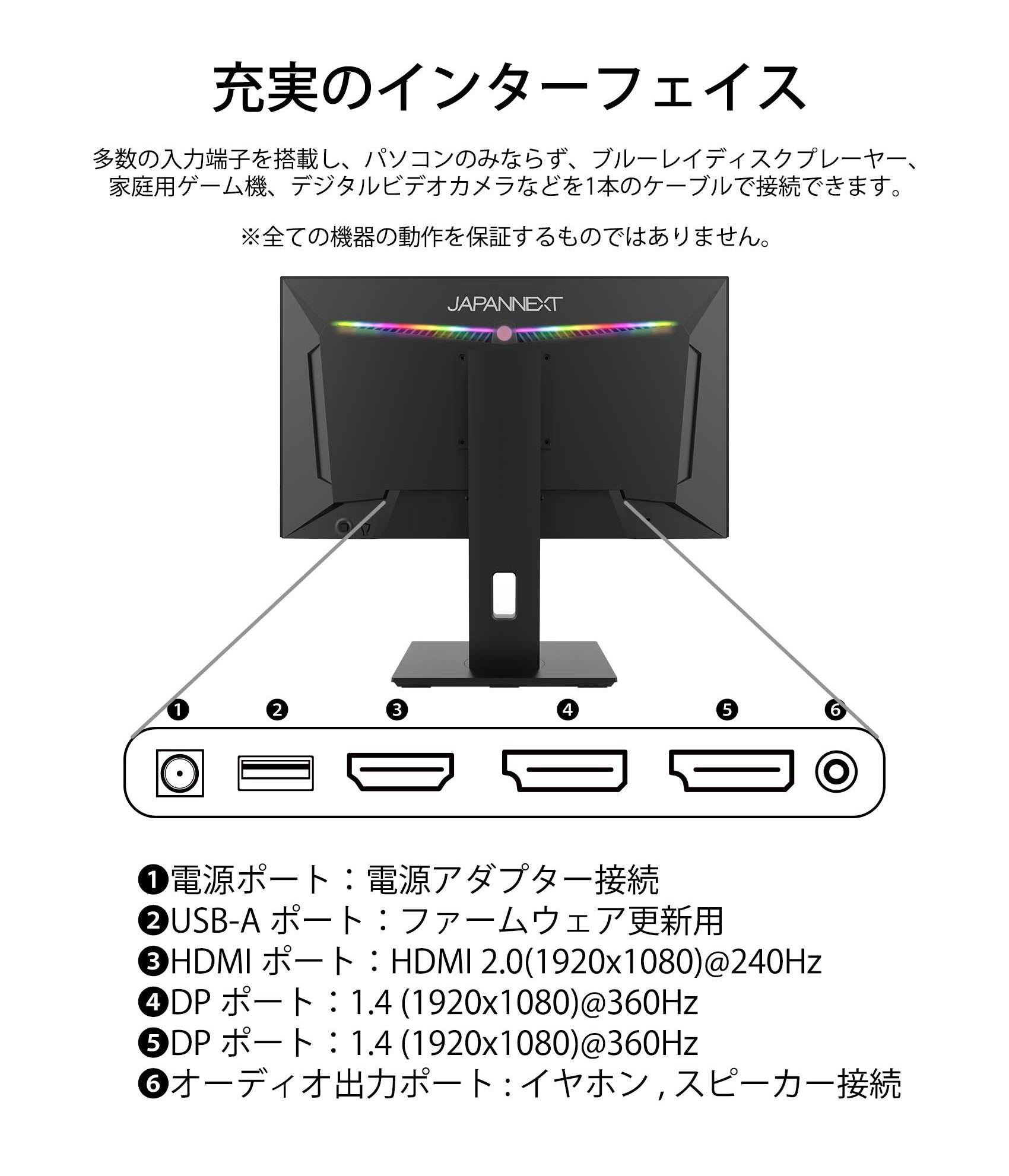JAPANNEXT 24.5型 IPS フルHDパネル搭載360Hz対応ゲーミングモニター